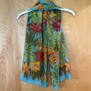 Vintage Silk Scarf By Echo Tropical Floral print